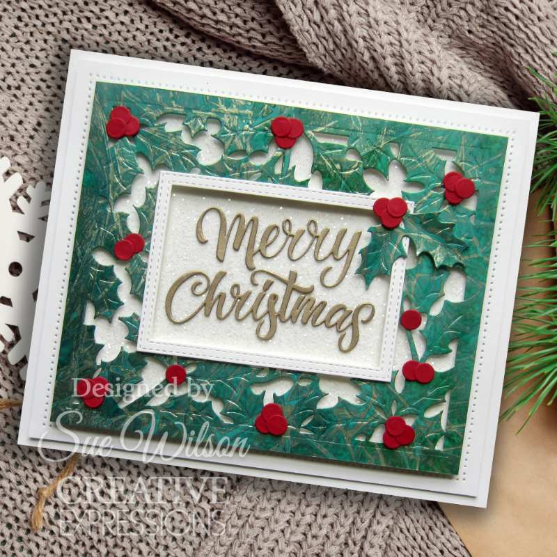 Creative Expressions Sue Wilson Festive Holly Floating Frame Craft Die - Craftywaftyshop