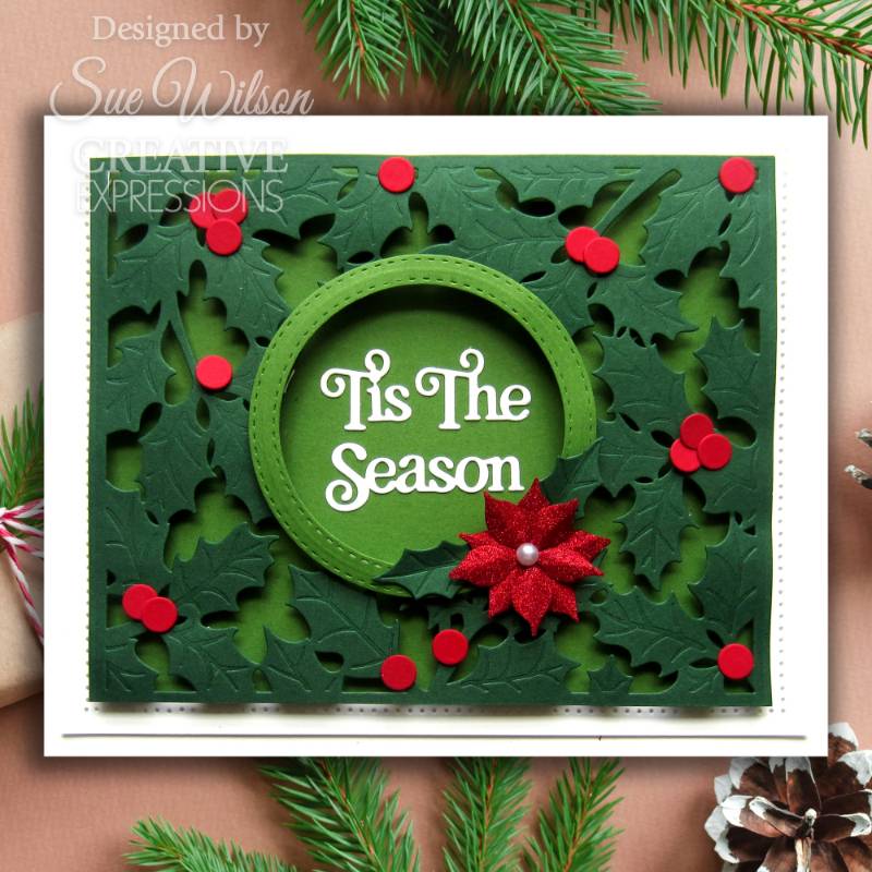 Creative Expressions Sue Wilson Festive Holly Floating Frame Craft Die - Craftywaftyshop