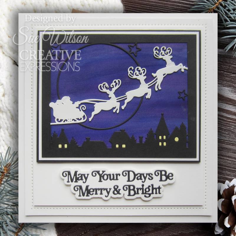 Creative Expressions Sue Wilson Festive Moonlight Sleigh Cover Plate Craft Die - Craftywaftyshop