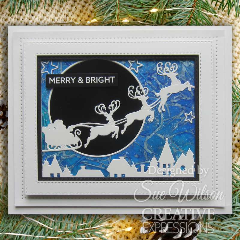 Creative Expressions Sue Wilson Festive Moonlight Sleigh Cover Plate Craft Die - Craftywaftyshop