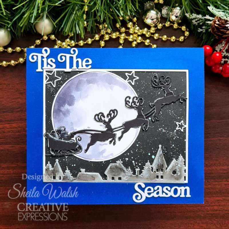 Creative Expressions Sue Wilson Festive Moonlight Sleigh Cover Plate Craft Die - Craftywaftyshop