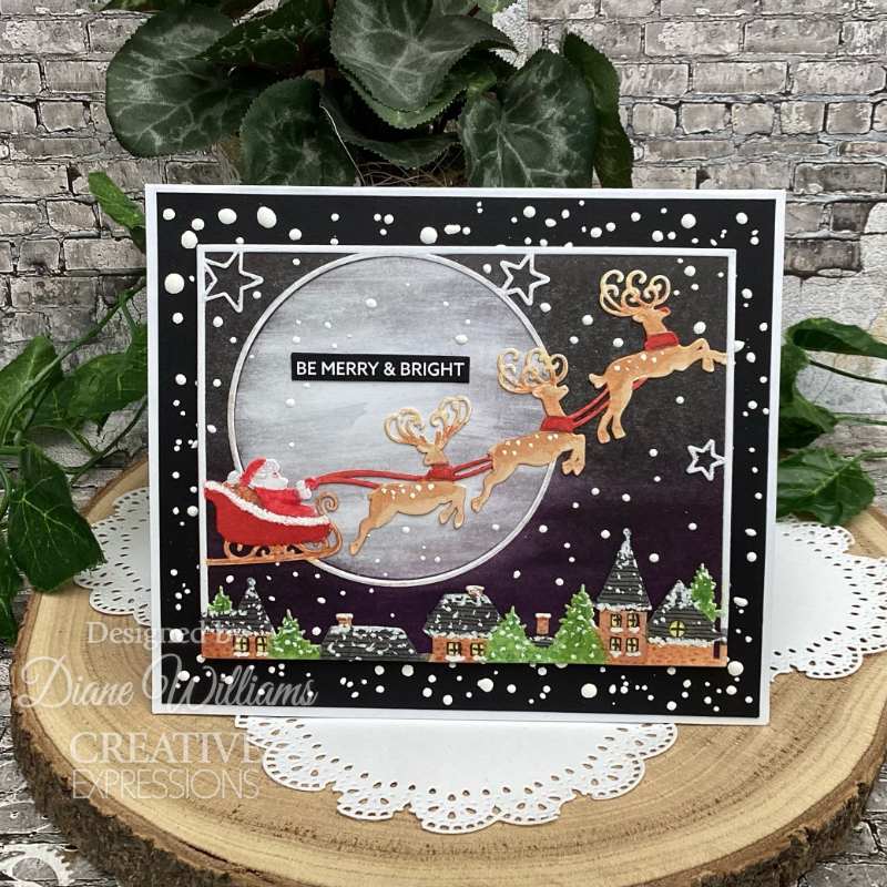 Creative Expressions Sue Wilson Festive Moonlight Sleigh Cover Plate Craft Die - Craftywaftyshop