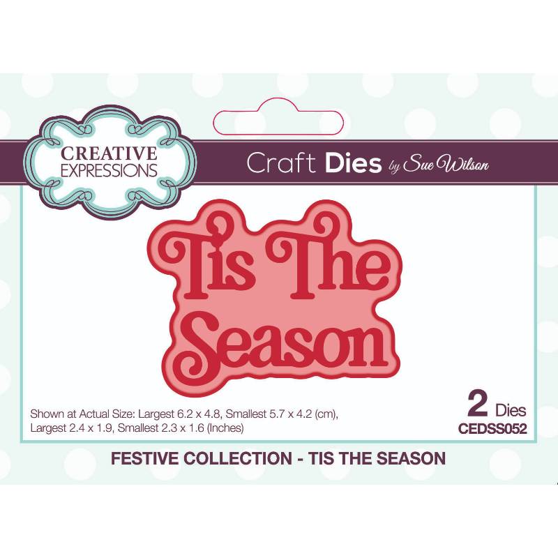 Creative Expressions Sue Wilson Festive Shadowed Sentiments Tis The Season Craft Die - Craftywaftyshop