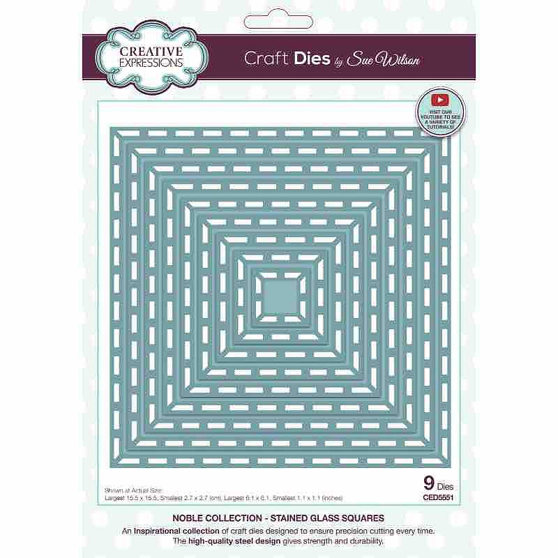 Creative Expressions Sue Wilson Stained Glass Squares Craft Die - Craftywaftyshop