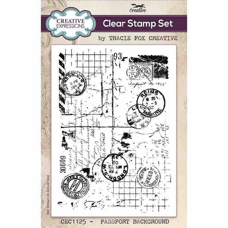 Creative Expressions Tracie Fox Passport Background 4 in x 6 in Clear Stamp Set - Craftywaftyshop