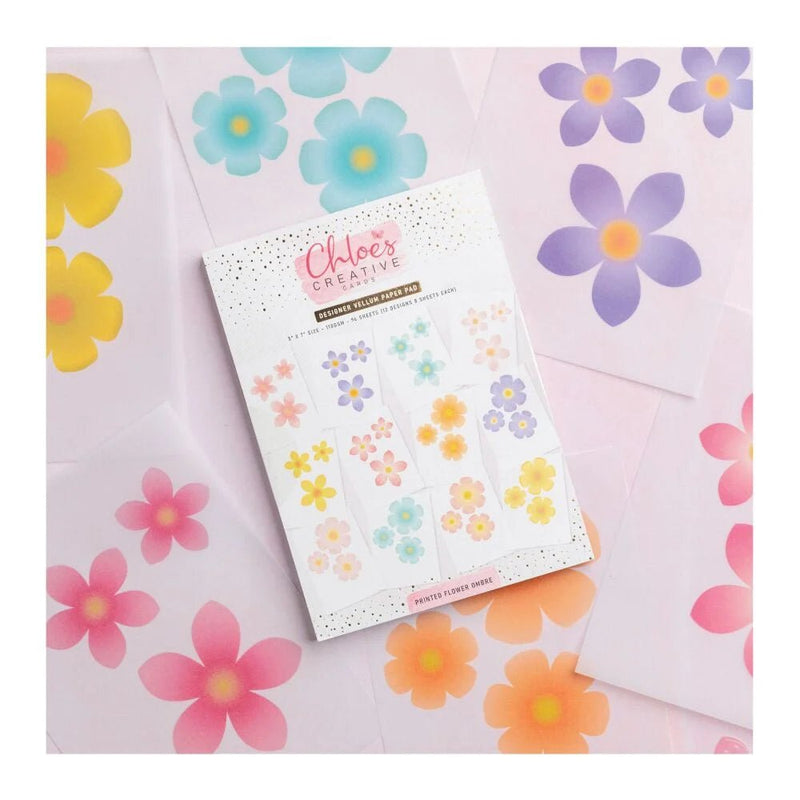 Designer Printed Vellum Pad (5x7) Flower Ombre by Chloes Creative Cards - Craftywaftyshop