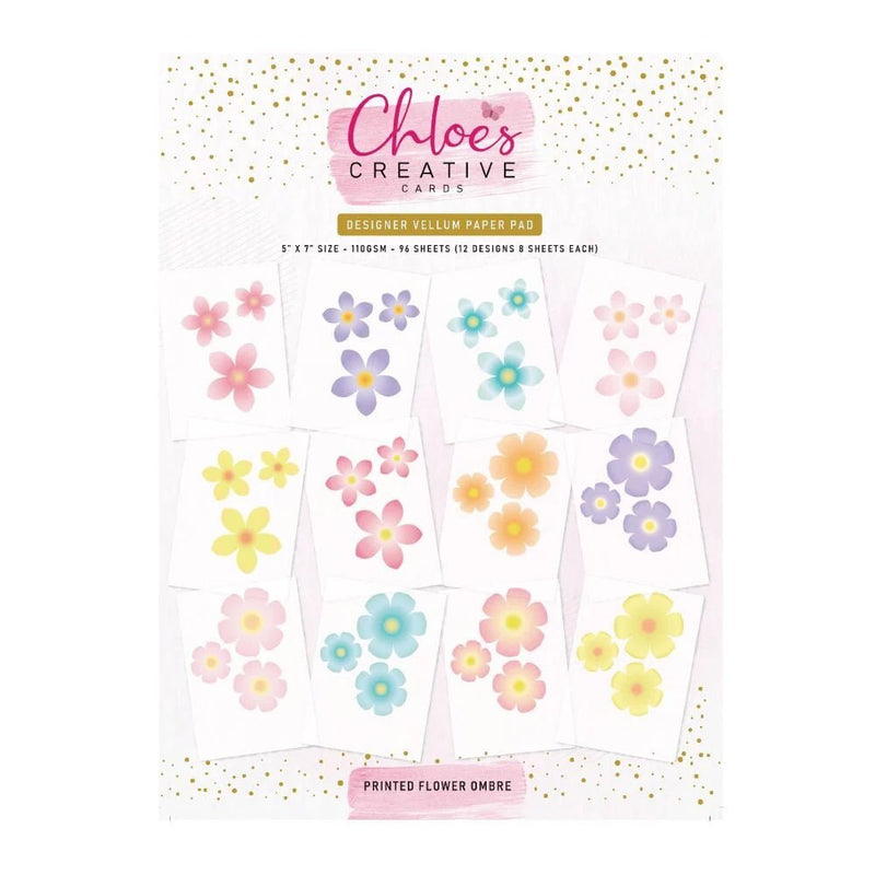Designer Printed Vellum Pad (5x7) Flower Ombre by Chloes Creative Cards - Craftywaftyshop