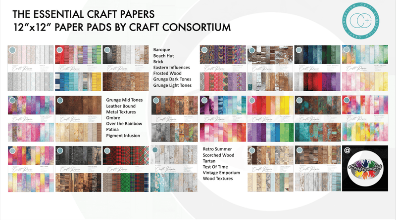 Essential Craft Papers 12" x 12" Paper Pads by Craft Consortium - Craftywaftyshop