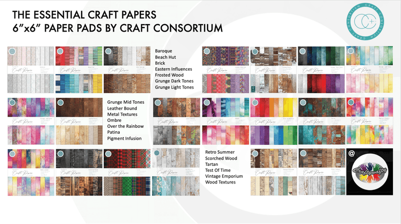 Essential Craft Papers 6" x 6" Paper Pads by Craft Consortium - Craftywaftyshop