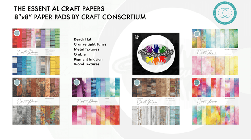 Essential Craft Papers 8" x 8" Paper Pads by Craft Consortium - Craftywaftyshop
