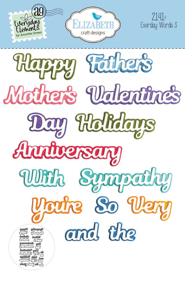 Everyday Words 3 Die Set by Elizabeth Craft Designs - Craftywaftyshop