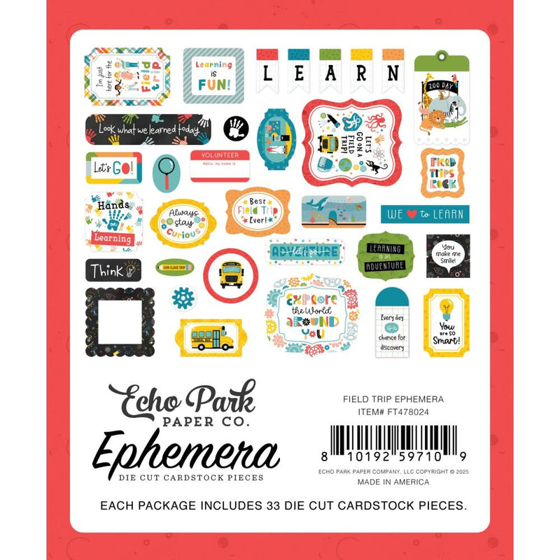 Field Trip 33 Pieces Ephemera Cardstock by Echo Park - Craftywaftyshop