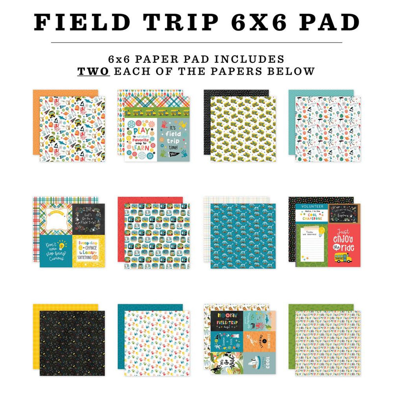 Field Trip Double - Sided Paper Pad 6"X6" by Echo Park - Craftywaftyshop