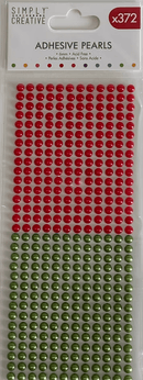 Green & Red - 6mm Self Adhesive Pearls - Pack Of 372pc By Simply Creative - Craftywaftyshop