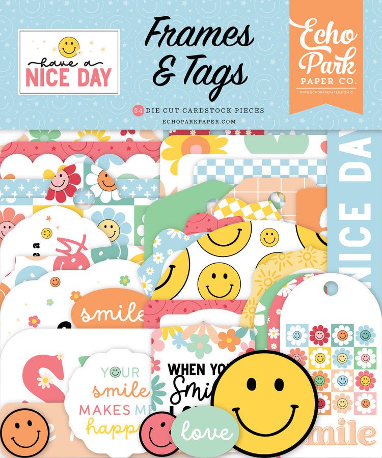 Have A Nice Day Frames & Tags Ephemera by Echo Park - Craftywaftyshop