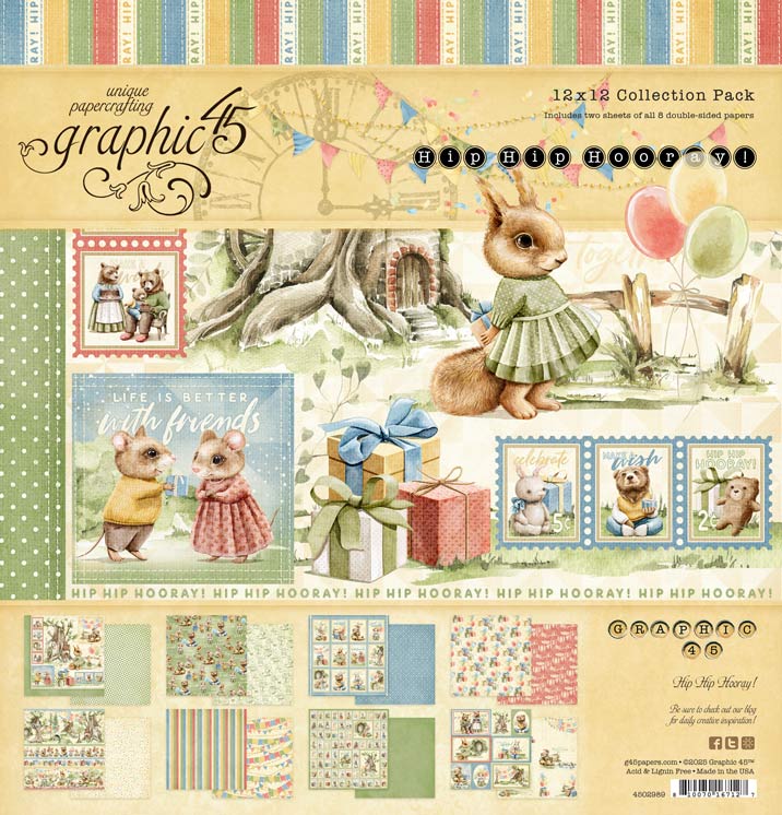 Hip Hip Hooray 12×12 Collection Pack by Graphic 45 - Craftywaftyshop
