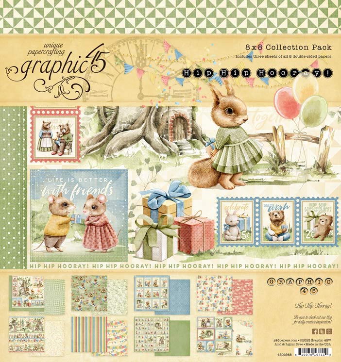 Hip Hip Hooray 8×8 Collection Pack by Graphic 45 - Craftywaftyshop