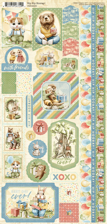 Hip Hip Hooray Cardstock Sticker Set by Graphic 45 - Craftywaftyshop