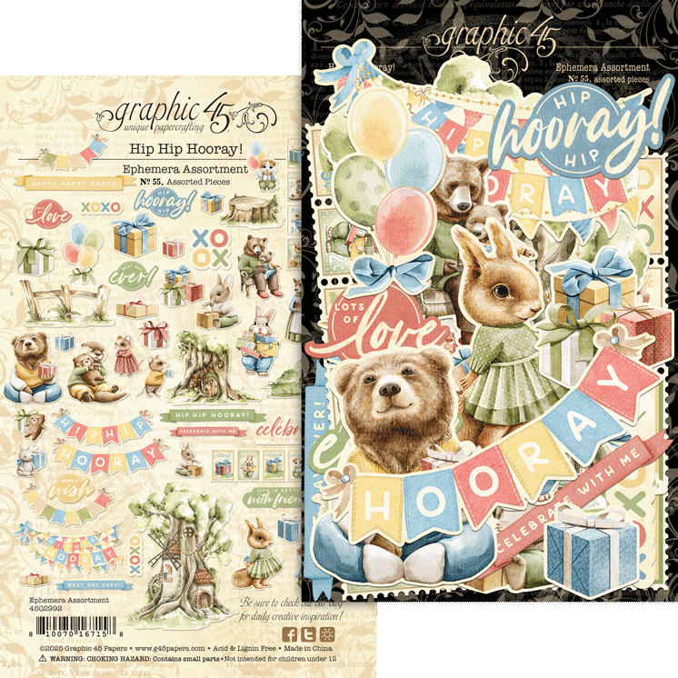 Hip Hip Hooray Ephemera Set by Graphic 45 - Craftywaftyshop