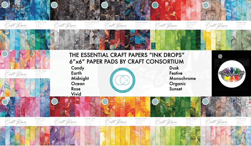 Ink Drops Essential Craft Papers 6" x 6" Paper Pads by Craft Consortium - Craftywaftyshop