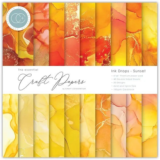 Ink Drops Various Colourways 6 x 6 by Craft Consortium - Craftywaftyshop