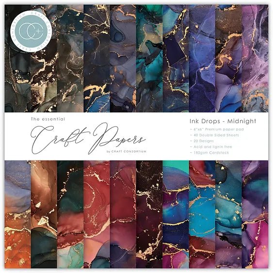 Ink Drops Various Colourways 6 x 6 by Craft Consortium - Craftywaftyshop
