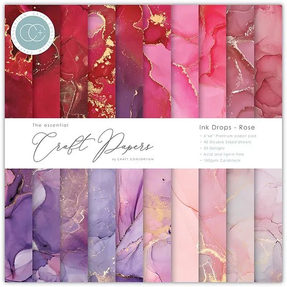 Ink Drops Various Colourways 6 x 6 by Craft Consortium - Craftywaftyshop