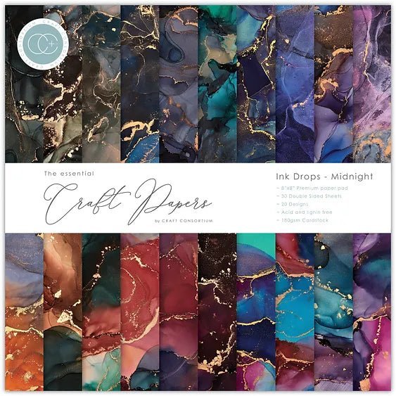 Ink Drops Various Colourways 8 x 8 by Craft Consortium - Craftywaftyshop