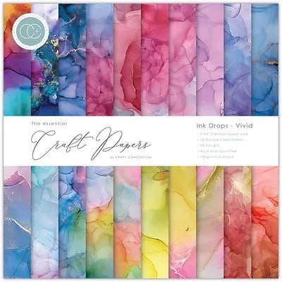 Ink Drops Various Colourways 8 x 8 by Craft Consortium - Craftywaftyshop