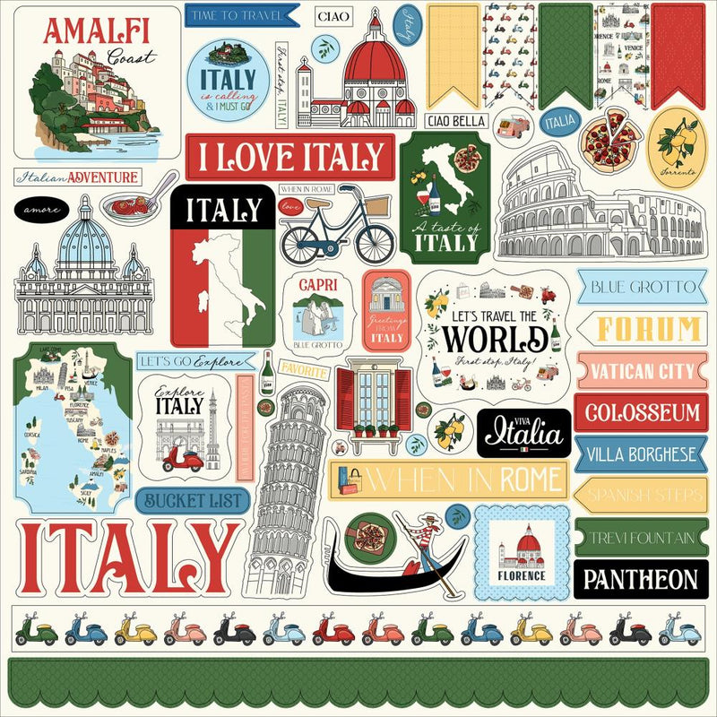 Italy Stickers 12"x12" Sheet by Carta Bella - Craftywaftyshop