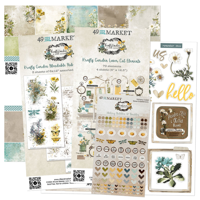 Krafty Garden Collection Bundle With 12 x 12 Chipboard by 49 and Market - Craftywaftyshop