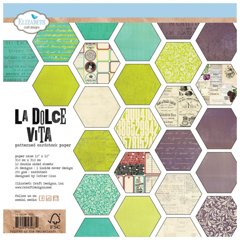 La Dolce Vita 12 x 12 Printed Card by Elizabeth Craft Designs - Craftywaftyshop