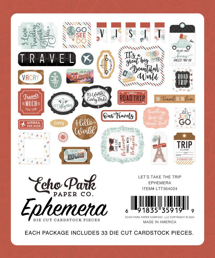 Lets Take The Trip Ephemera by Echo Park - Craftywaftyshop