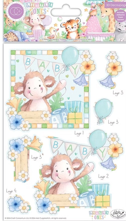 Little Ones 3D Decoupage Set by Craft Consortium - Craftywaftyshop