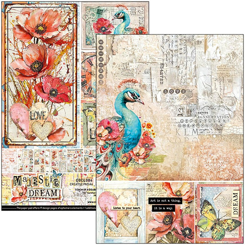 Majestic Dream Creative Pad Ephemera A4 9 Sheets by Ciao Bella - Craftywaftyshop