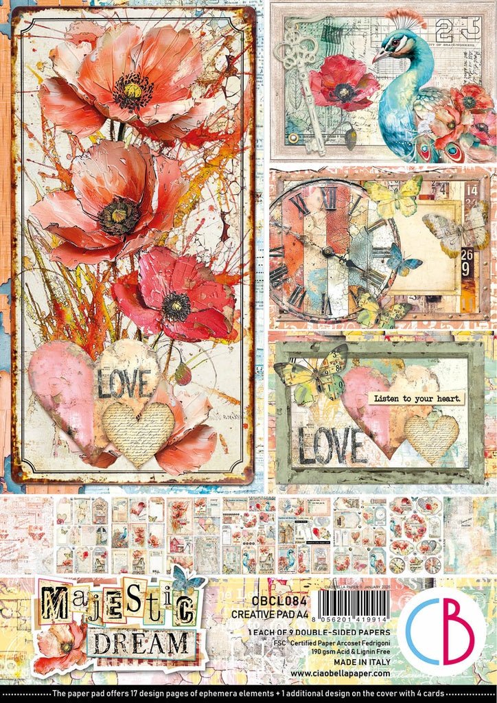 Majestic Dream Creative Pad Ephemera A4 9 Sheets by Ciao Bella - Craftywaftyshop