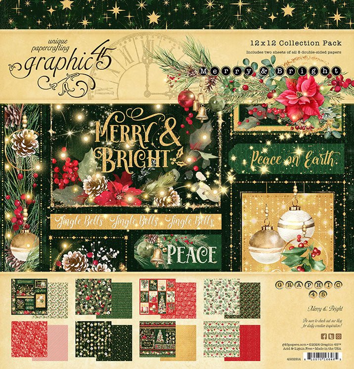 Merry & Bright 12×12 Collection Pack by Graphic 45 - Craftywaftyshop