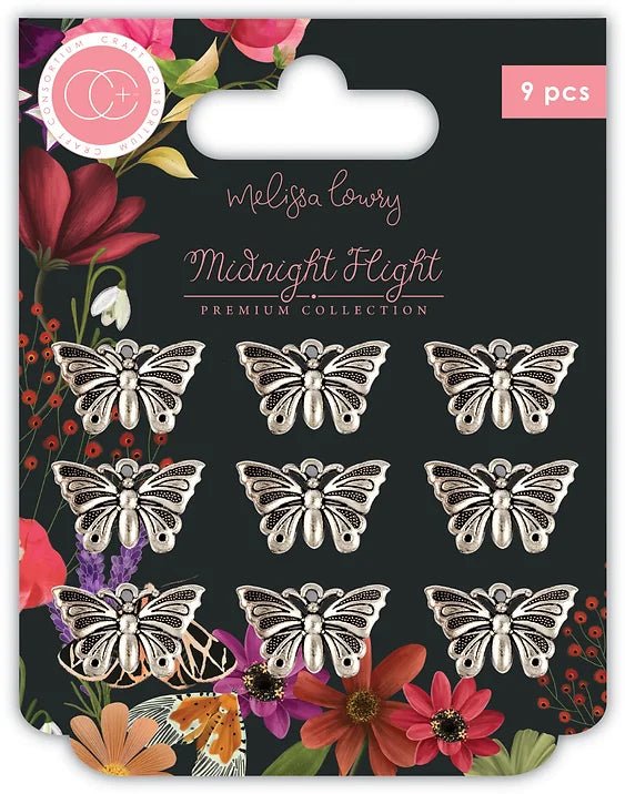 Midnight Flight - Metal Charms - Moths by Craft Consortium - Craftywaftyshop