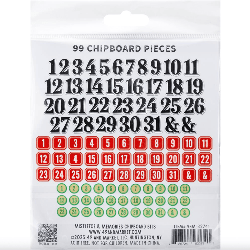 Mistletoe & Memories Chipboard Bits by 49 and Market - Craftywaftyshop