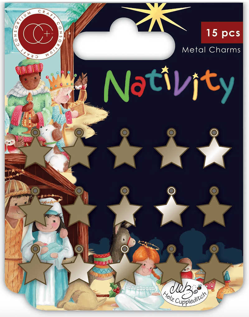 Nativity - Metal Star Charms Set of 15 Metal Star Charms by Craft Consortium - Craftywaftyshop