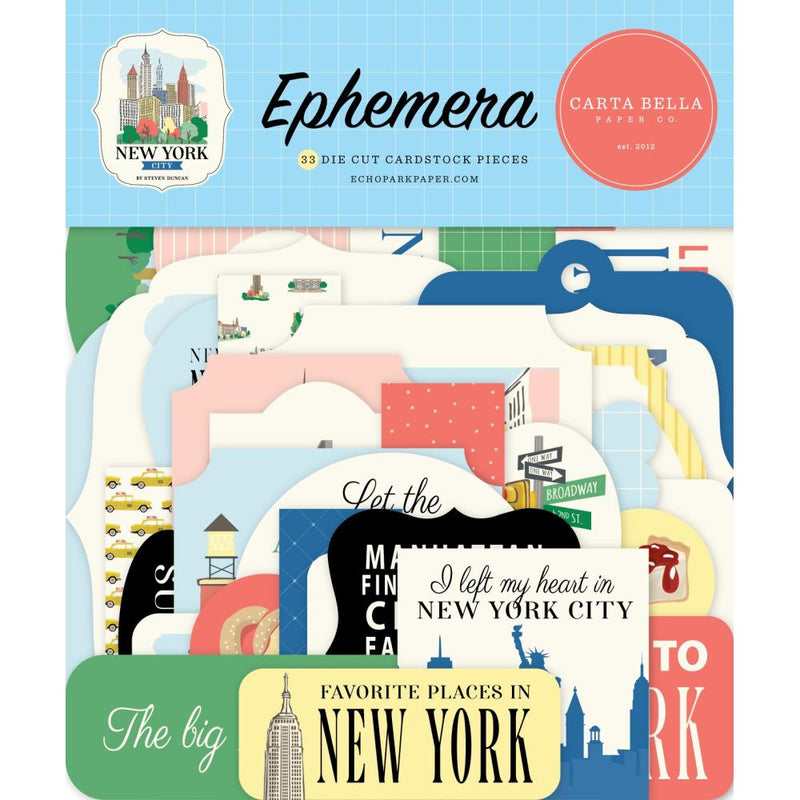 New York City 33 Pieces Die Cuts Cardstock Ephemera by Carta Bella - Craftywaftyshop