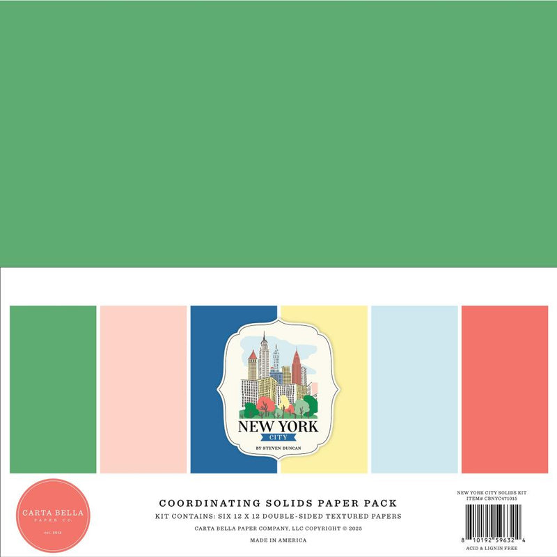 New York City Solids Paper Pack Collection Kit 12"X12" by Carta Bella - Craftywaftyshop