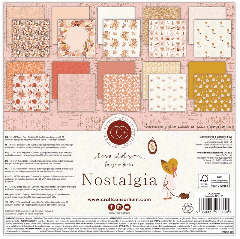 Nostalgia - 12"x 12" - Premium Paper Pad by Lisa Dolson - Craft Consortium - Craftywaftyshop