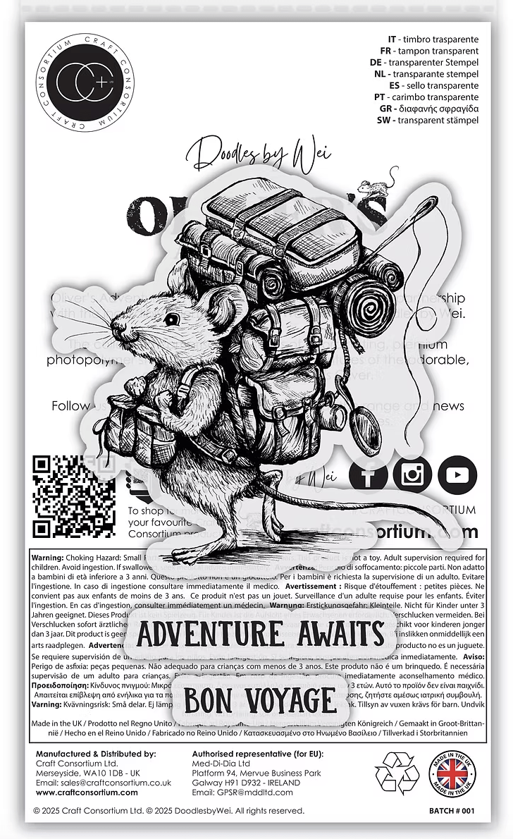 Oliver's Adventures - Adventure Awaits Clear Stamp Set by Wei & Craft Consortium - Craftywaftyshop