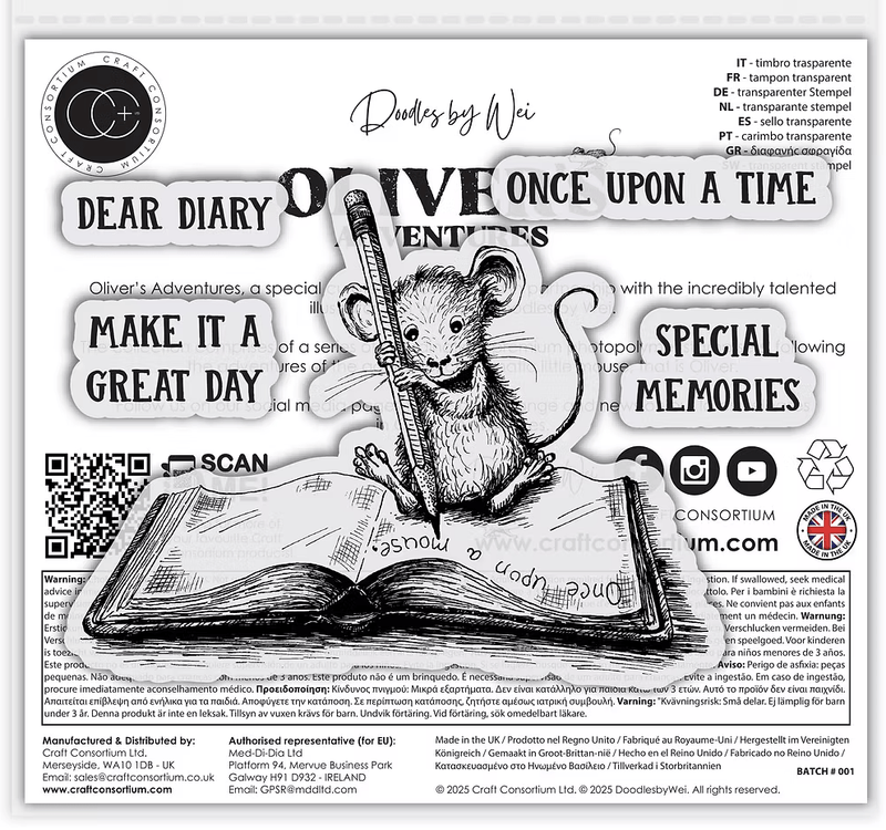 Oliver's Adventures Memories Clear Stamp Set by Wei & Craft Consortium - Craftywaftyshop