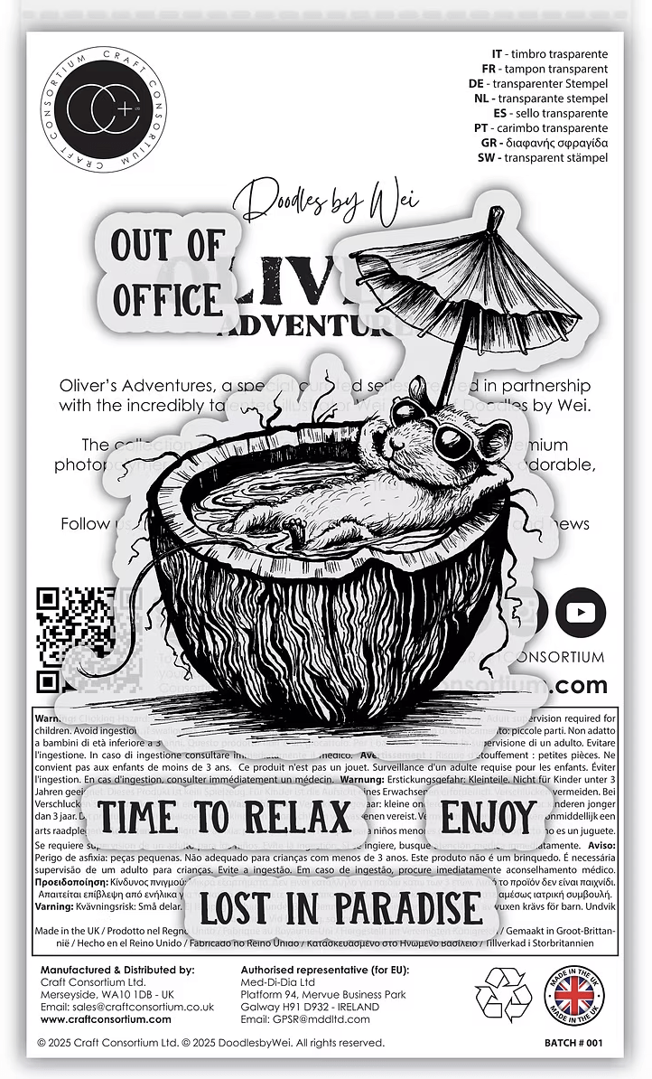 Oliver's Adventures Paradise Clear Stamp Set by Wei & Craft Consortium - Craftywaftyshop