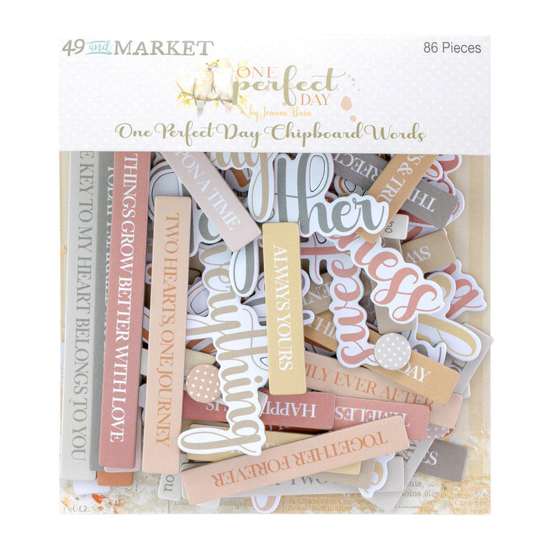 One Perfect Day Chipboard Words by 49 and Market - Craftywaftyshop