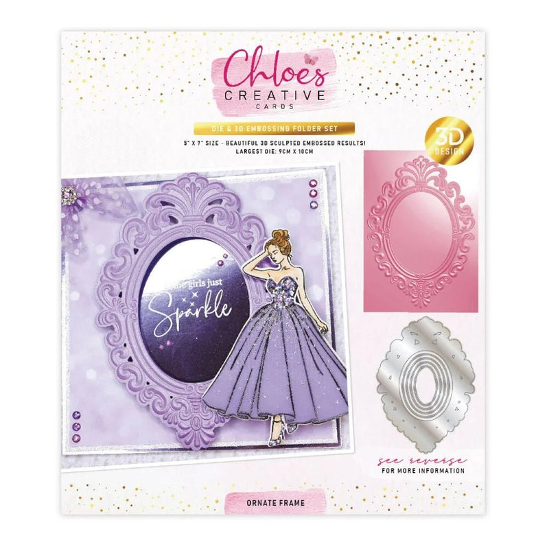 Ornate Frame 5x7 3D Embossing Folder & Metal Die Set by Chloes Creative Cards - Craftywaftyshop