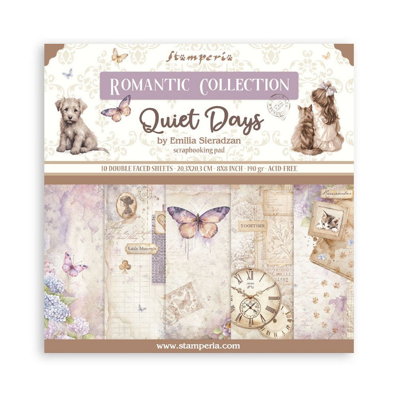 Quiet Days 8”x8” Double Sided Scrapbook Pad By Stamperia - Craftywaftyshop