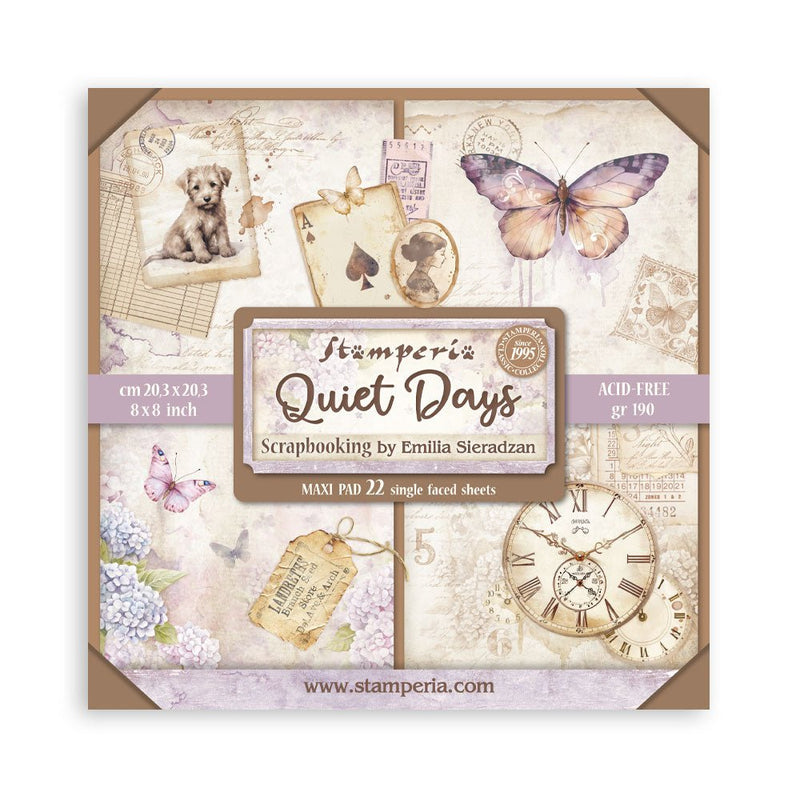 Quiet Days - 8"x8" Single Faced Scrapbooking Pad by Stamperia - Craftywaftyshop